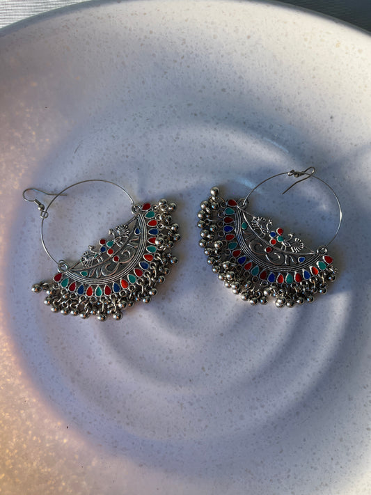 Tribal Charm Oxidised Hoop Jhumka