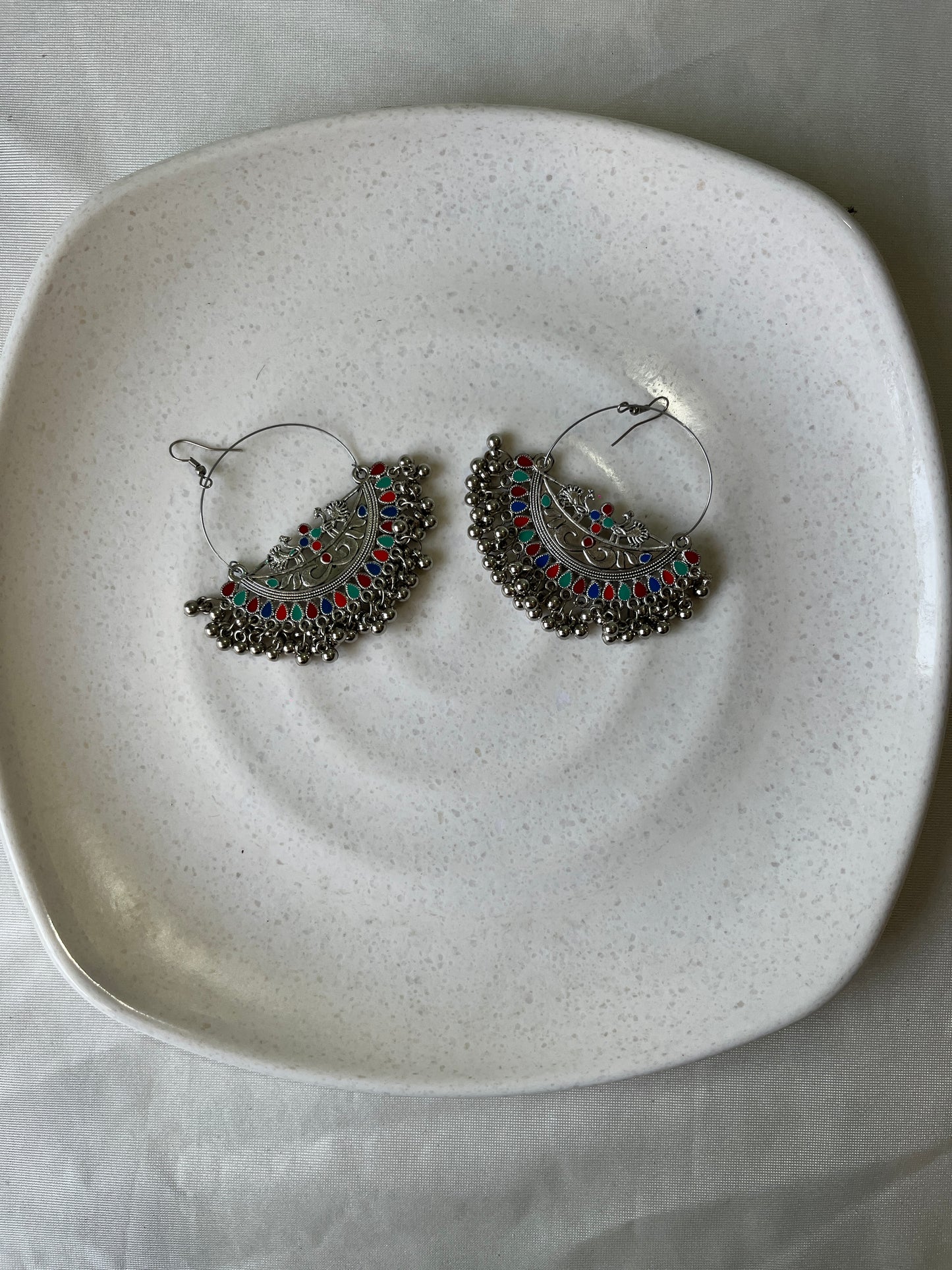 Tribal Charm Oxidised Hoop Jhumka