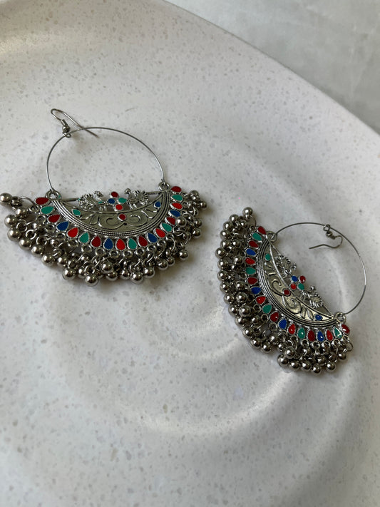 Tribal Charm Oxidised Hoop Jhumka