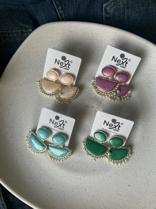 Contemporary Half-Moon Dangle Earrings