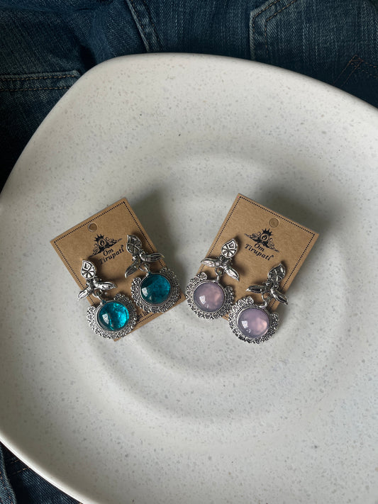Floral Gem Drop Earrings